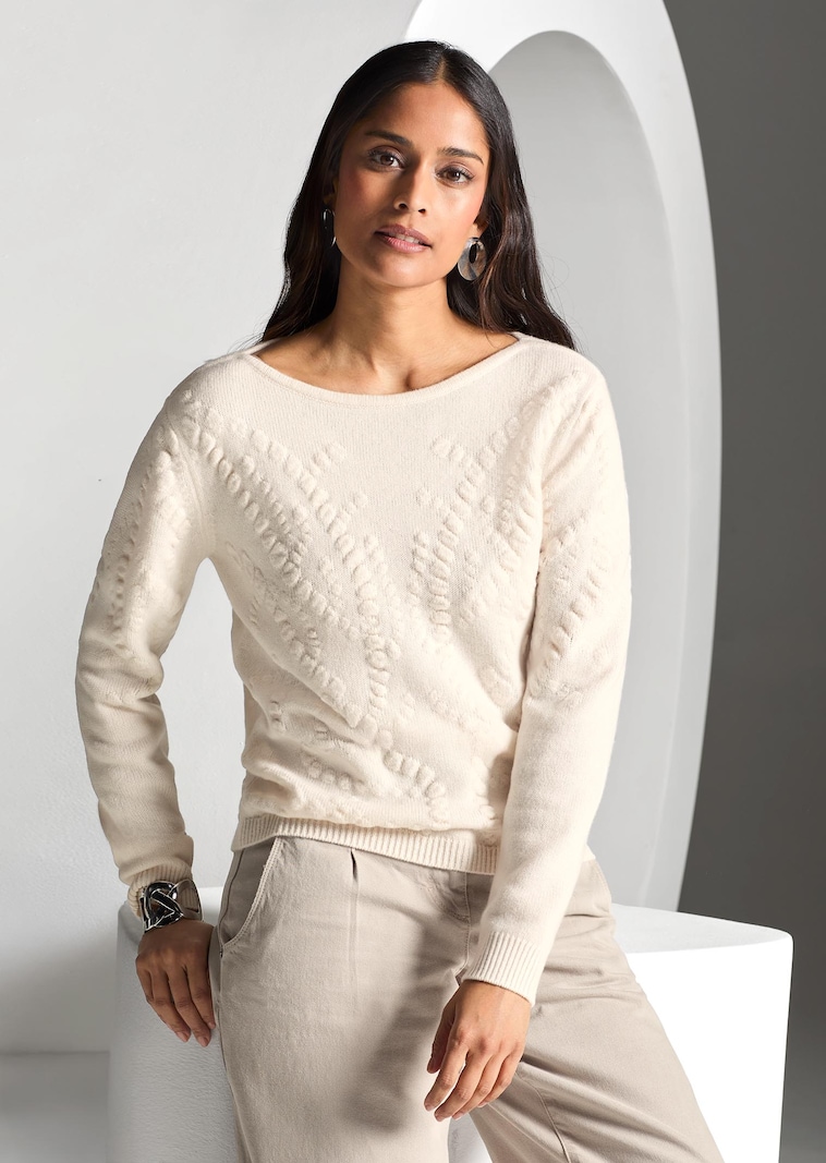 Pullover mit Kaschmir und Strukturstrick