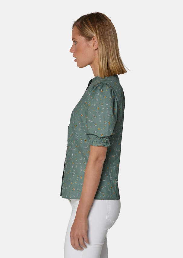 Blouse with milles-fleurs print and short puff sleeves 3