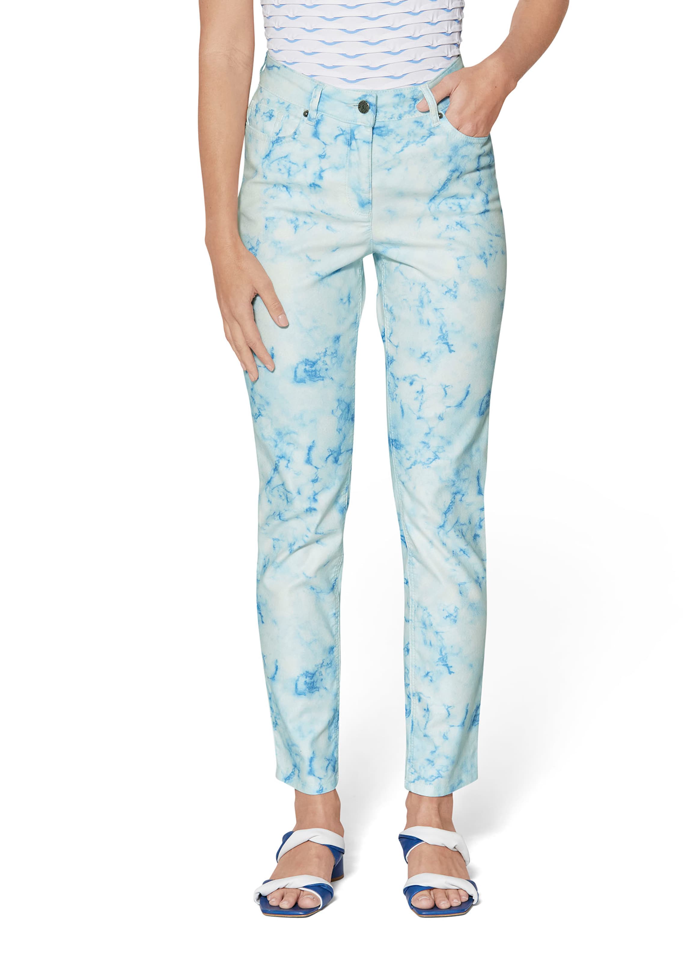 Stretch-Jeans mit Batik-Print