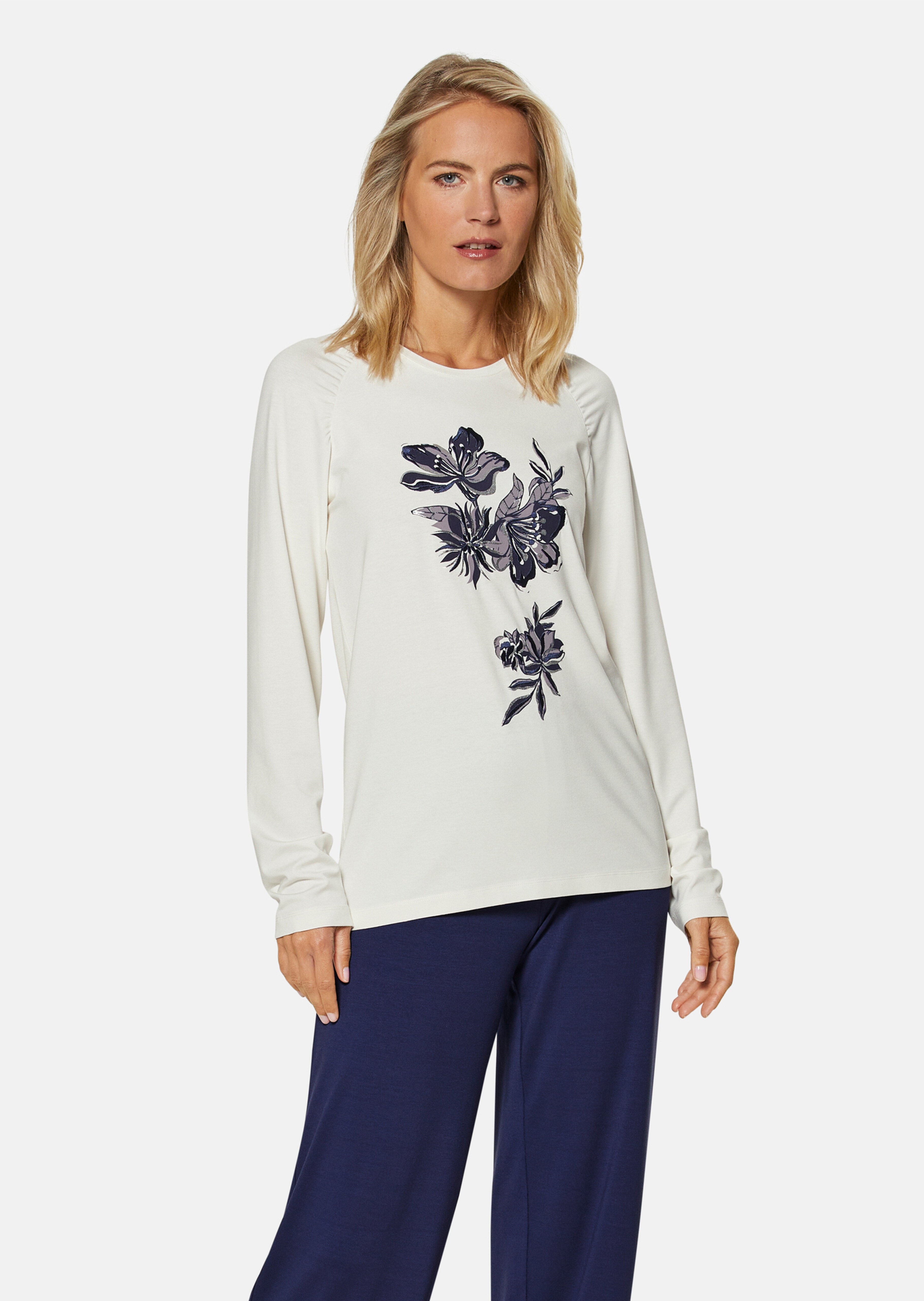 Pyjama mit Foilprint-Motiv und Stickerei