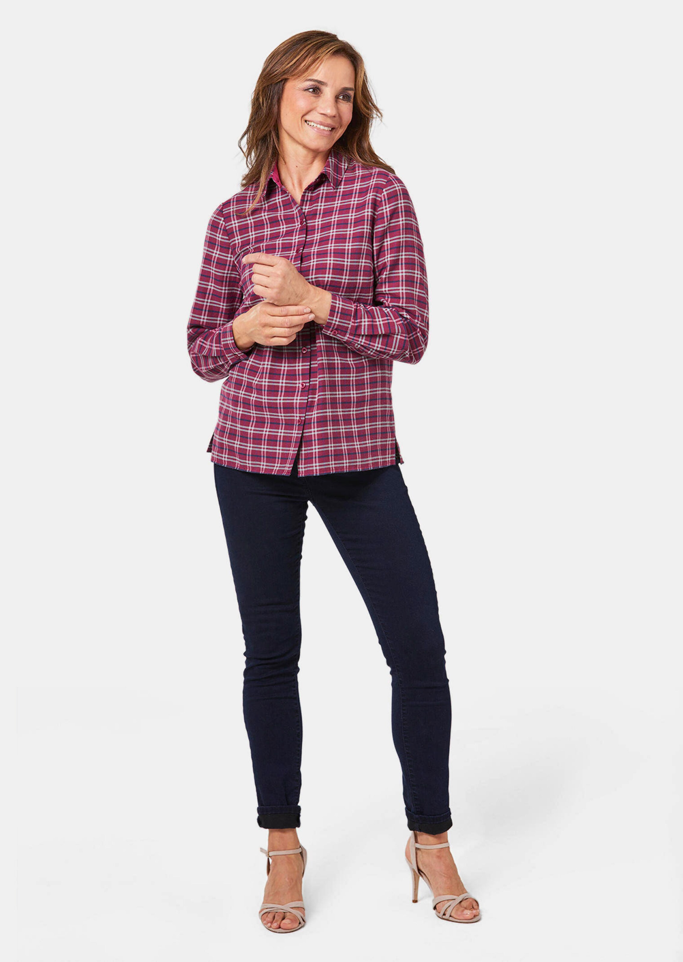 Chemisier à carreaux mode en douce flanelle - bordeaux / marine / gris / à carreaux - Gr. 56 de Gold