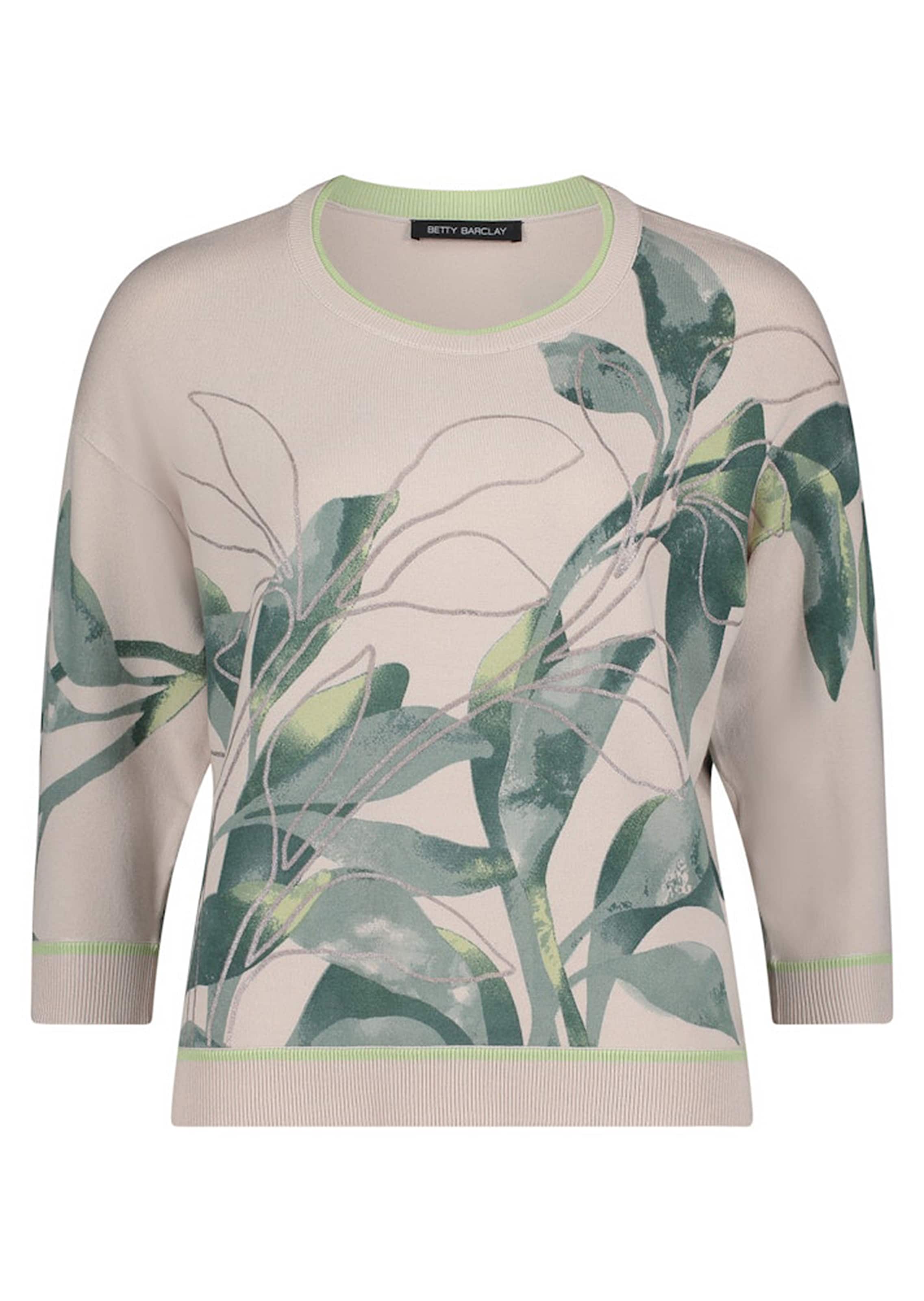 Feinstrickpullover mit Blätterdruck