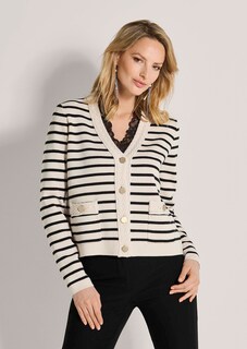 Strickjacke mit Streifen und Schmuckknöpfen thumbnail 1