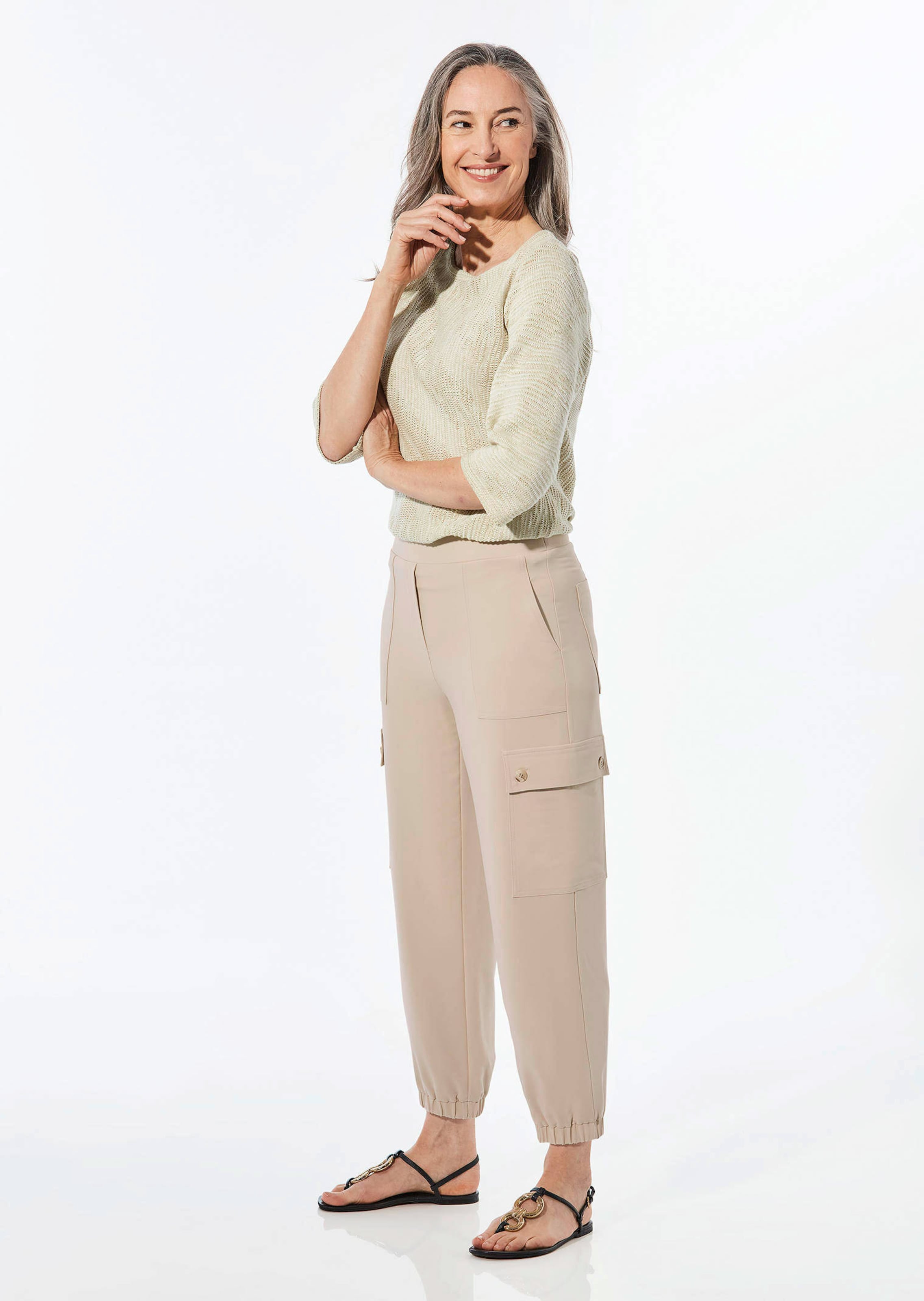 Pantalon style cargo - beige - Gr. 56 de Goldner Fashion