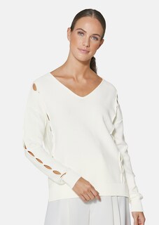 Knitted jumper with cut-outs and V-neckline thumbnail 1