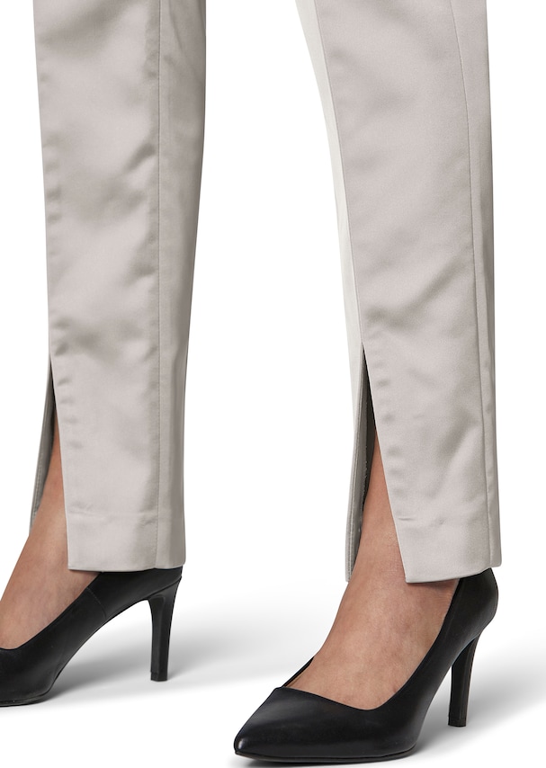 Satin trousers with front hem slits 4