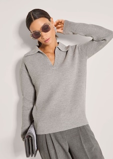 Schimmernder Pullover mit Polo-Kragen thumbnail 4