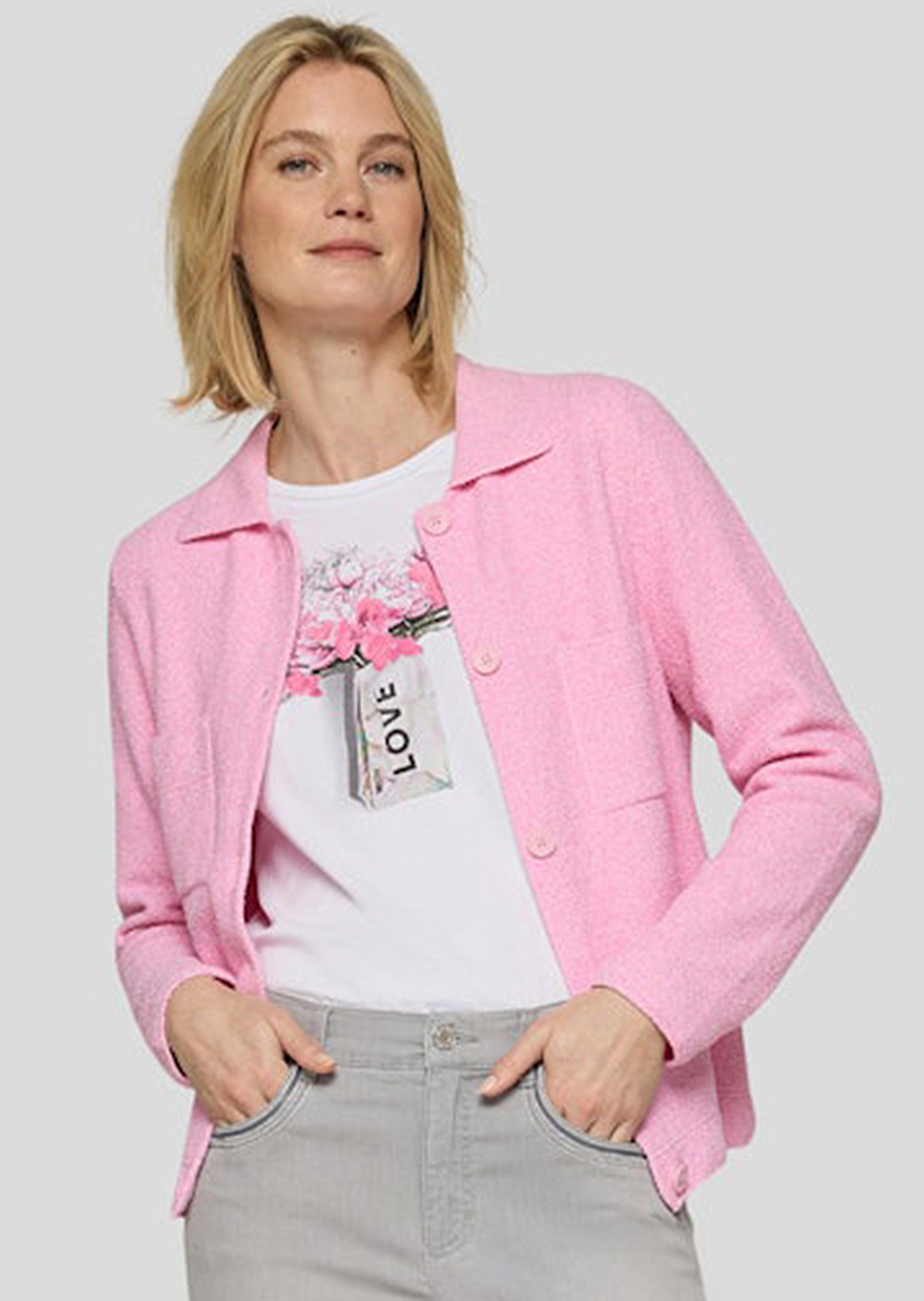 Strickjacke im Hemdblusen-Stil