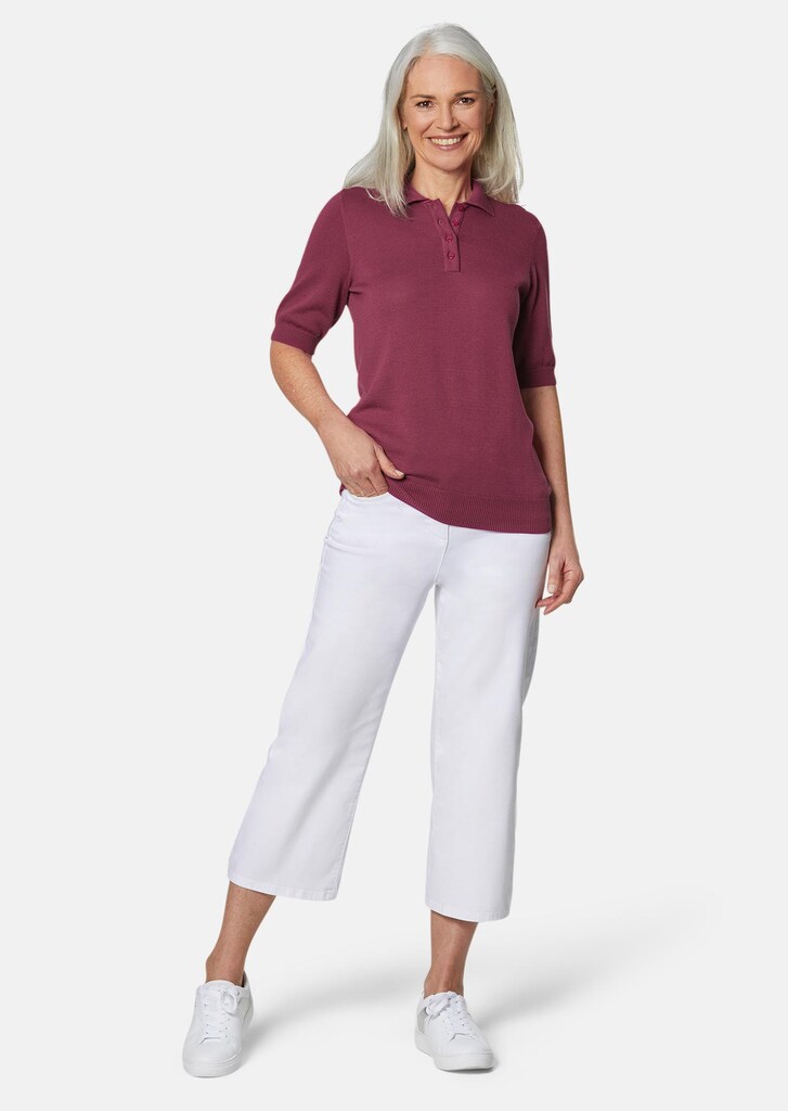 Pull en tricot à manches courtes et col chemisier