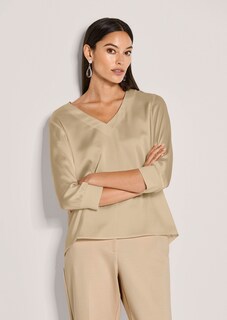 Blusenshirt aus Seidenstretch mit V-Ausschnitt thumbnail 1