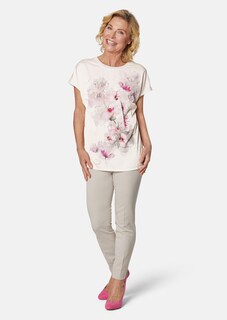 Blusenshirt mit Metallicdruck und Glitzersteinen thumbnail 2