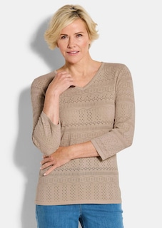 Lichte tricot pullover met ajourpatroon thumbnail 1