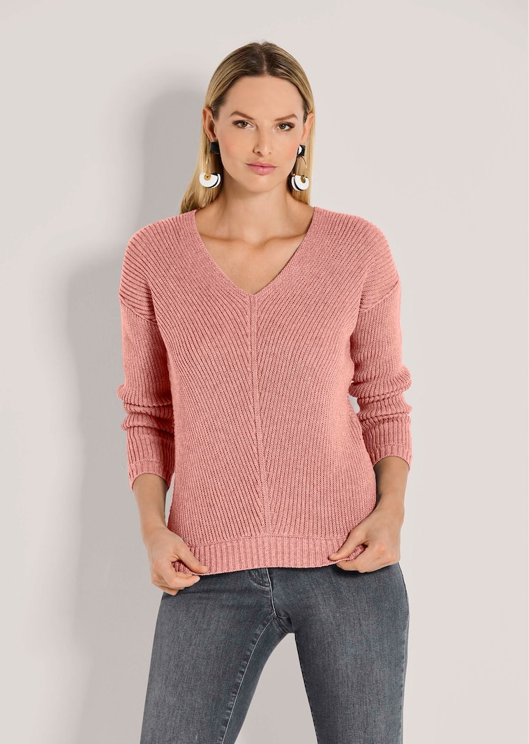 Langarm-Pullover mit V-Ausschnitt