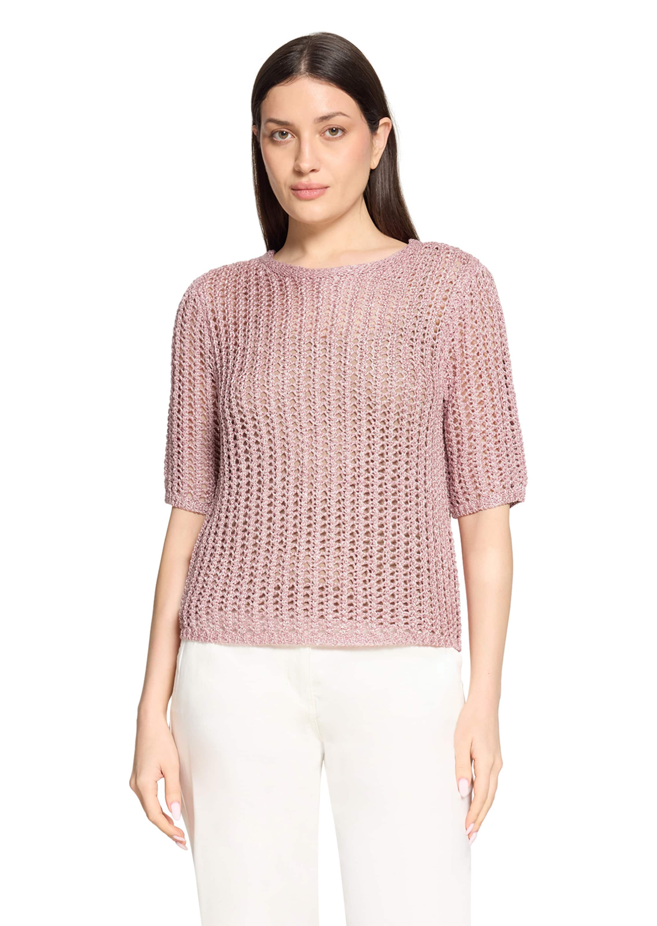 Luftiger Ajourpullover mit Pailletten