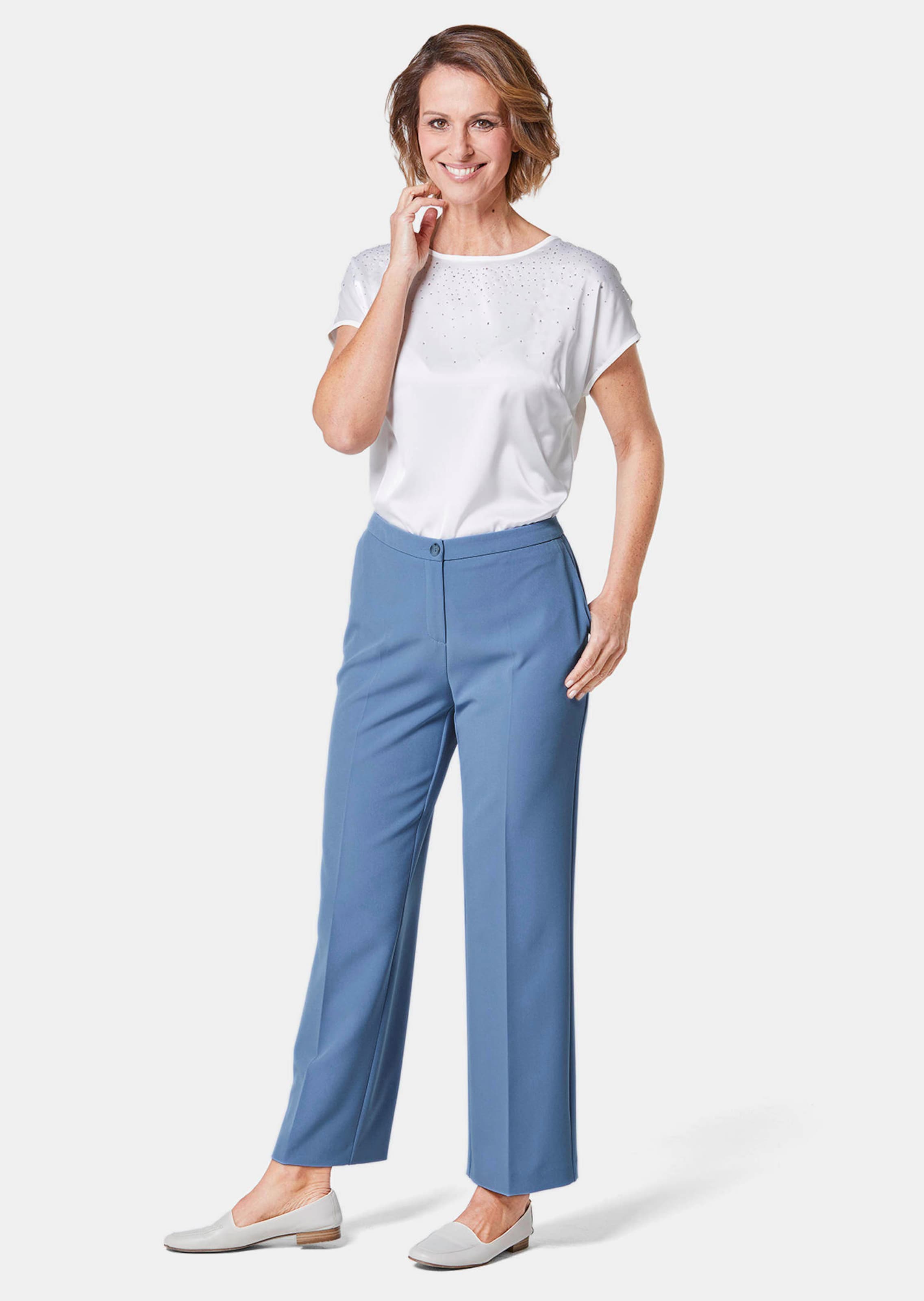 Elégant pantalon coupe ample - bleu - Gr. 50 de Goldner Fashion