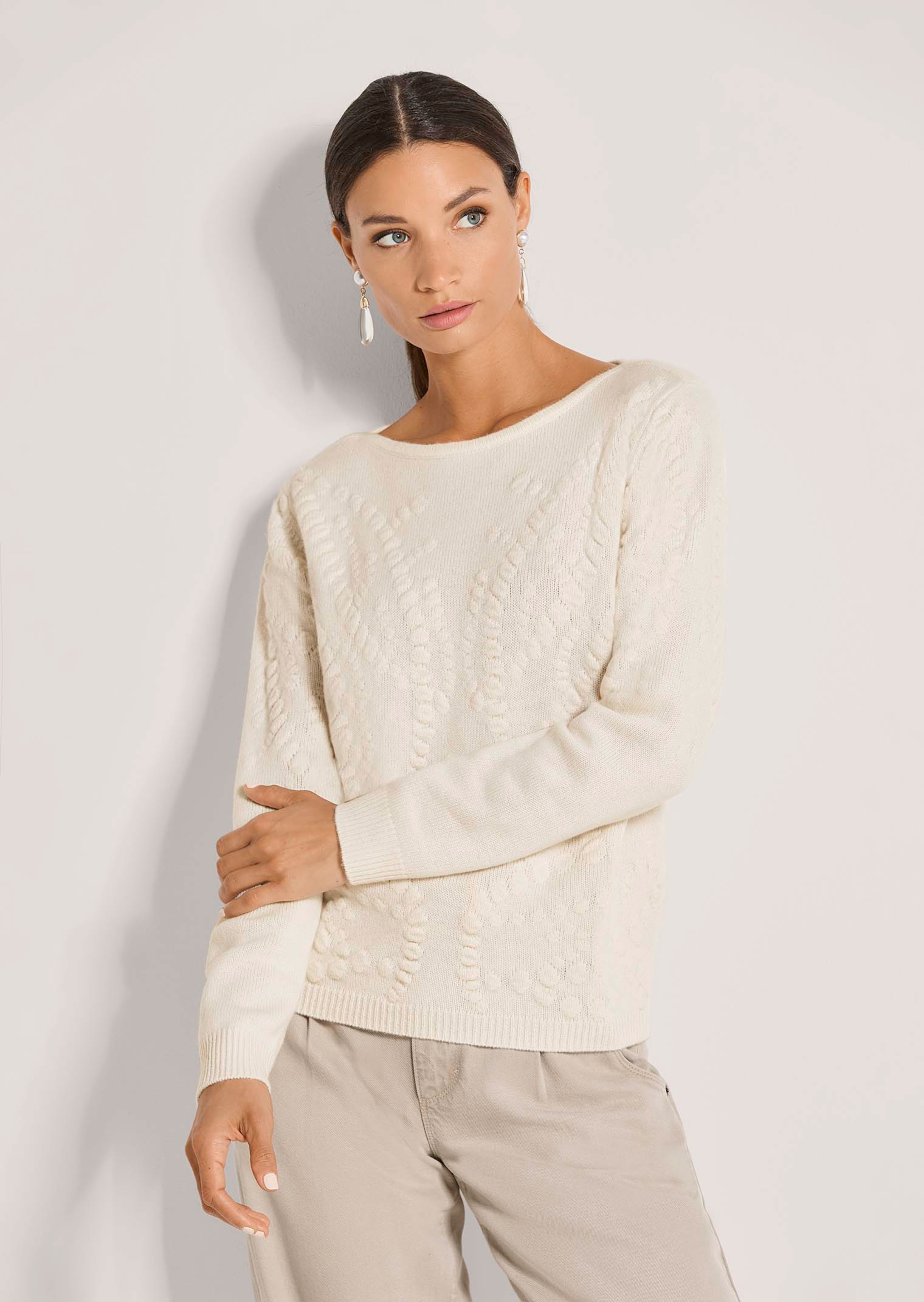 Pullover mit Kaschmir und Strukturstrick