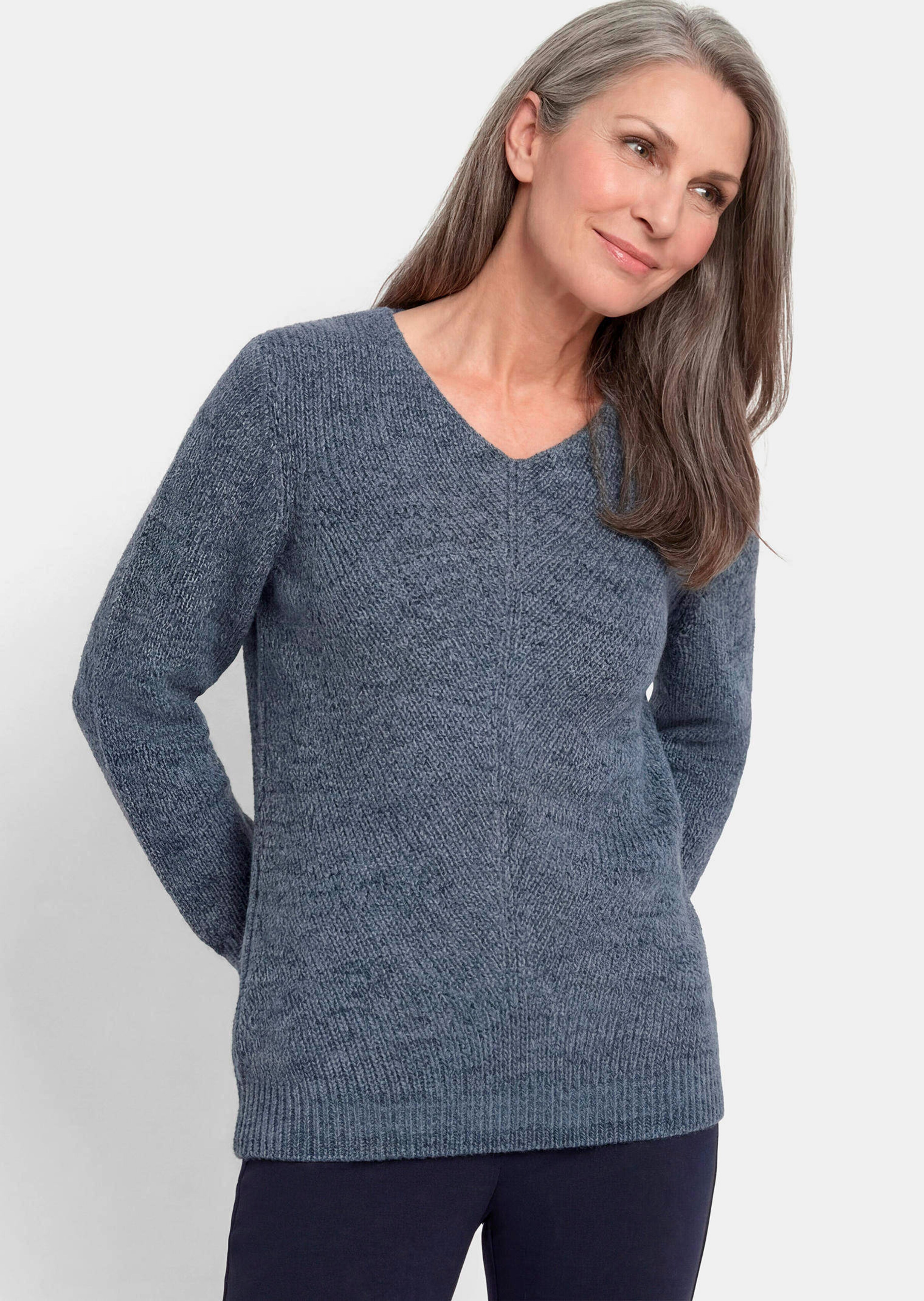 Tricot pullover met naadloze V-hals