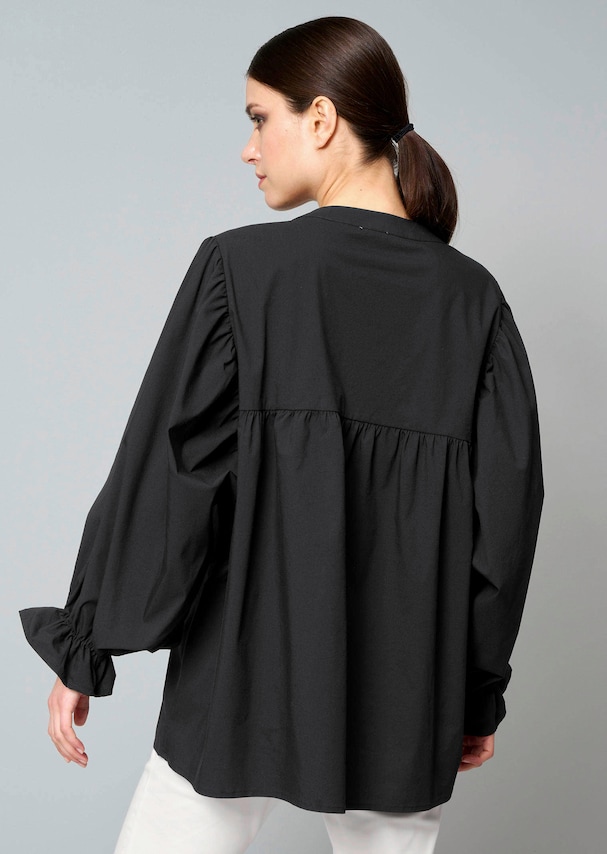 Popelinebluse mit Stehkragen 2