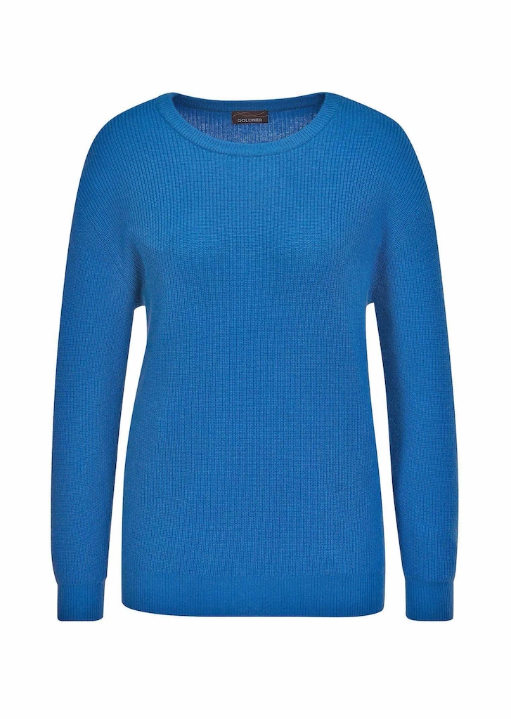 Kaschmirpullover in Patentstrick mit Rundhals