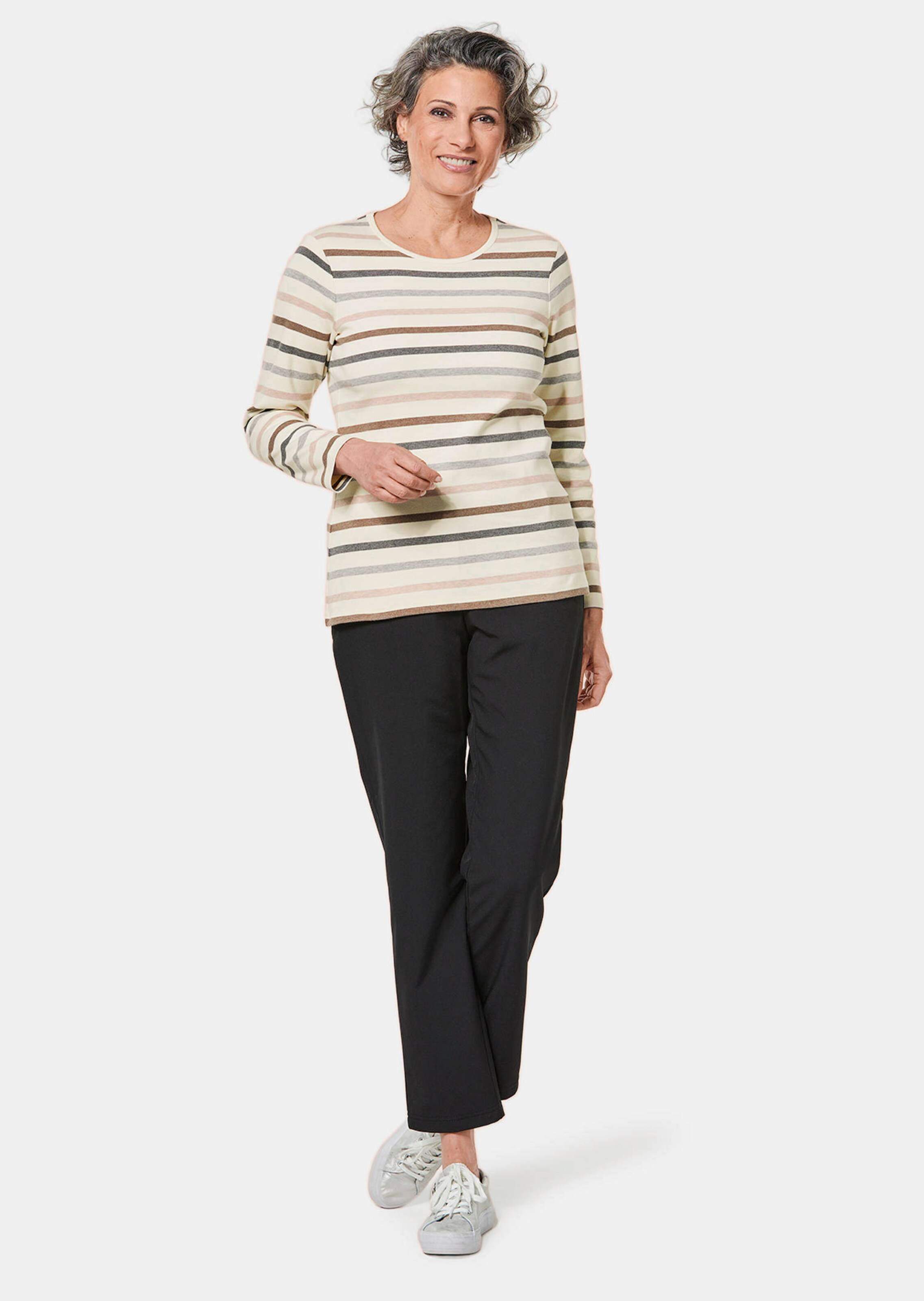 T-shirt rayé en douce maille interlock - crème / rayé - Gr. 21 de Goldner Fashion