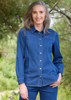 Jeansblouse van stretchkatoen thumbnail 7