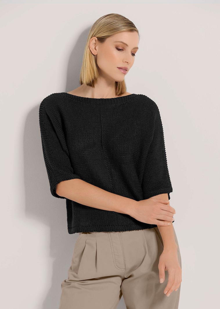 Rundhals-Pullover mit kurzen Ärmeln