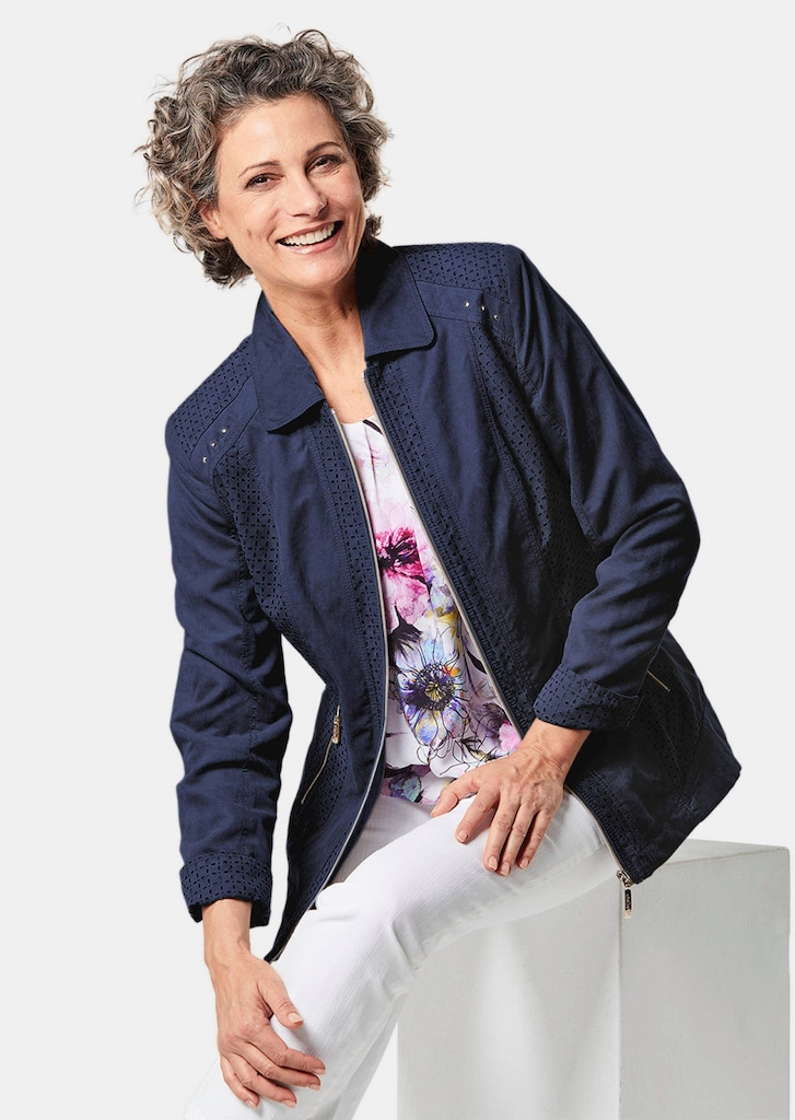 Velourslederimitat-Blazer mit Perforierung