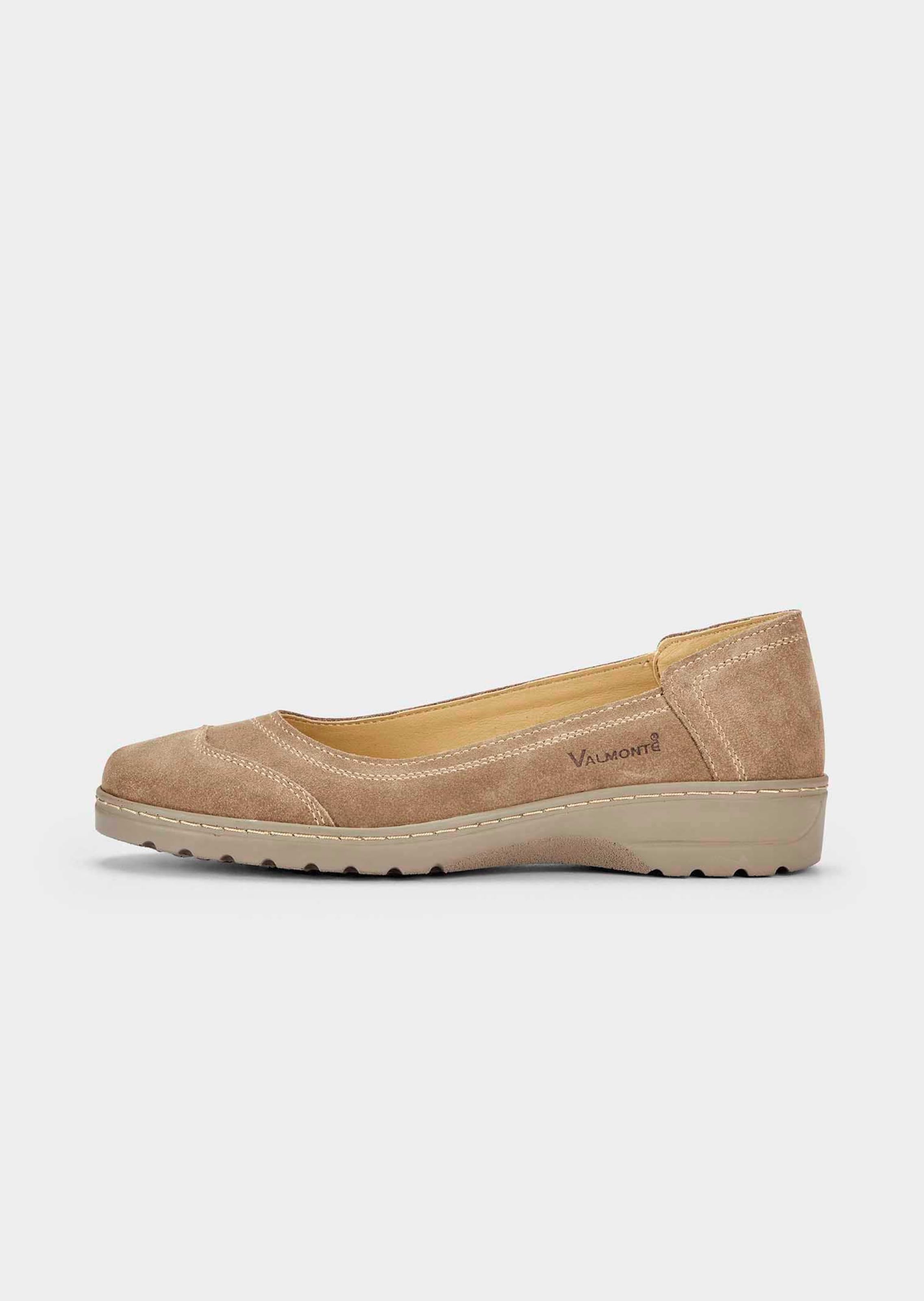 Leder-Ballerinas mit gesteppten Ziernähten