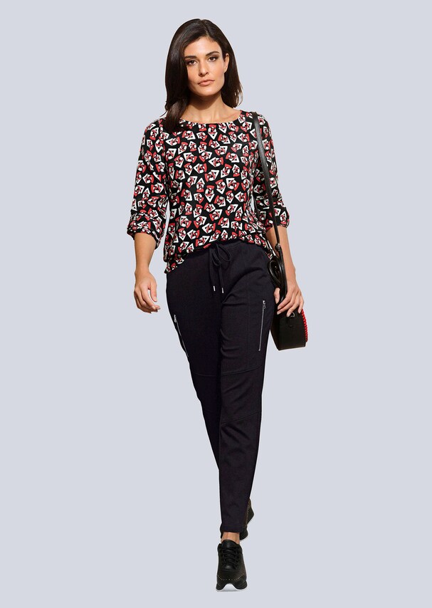 Druckbluse mit grafischem Dessin 1