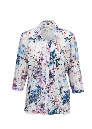 wit / meerkleurig Fijn gedessineerde katoenen blouse