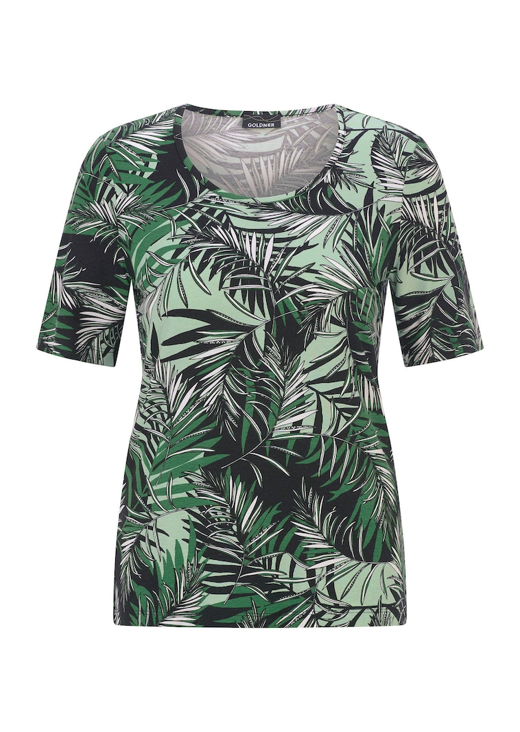 Shirt van viscose met palmenprint