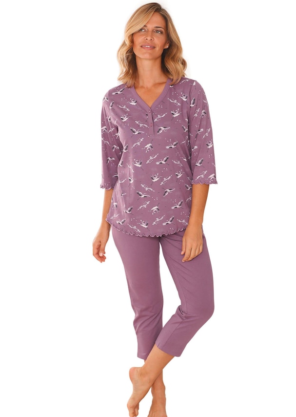 Pyjama en coton avec patte de boutonnage