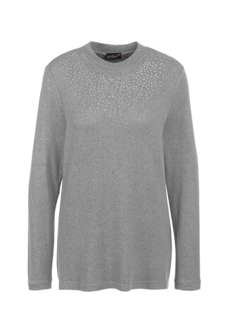 gris / mélangé Confortable T-shirt avec pierres scintillantes
