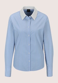 Gestreifte Bluse mit Kontrastkragen thumbnail 6
