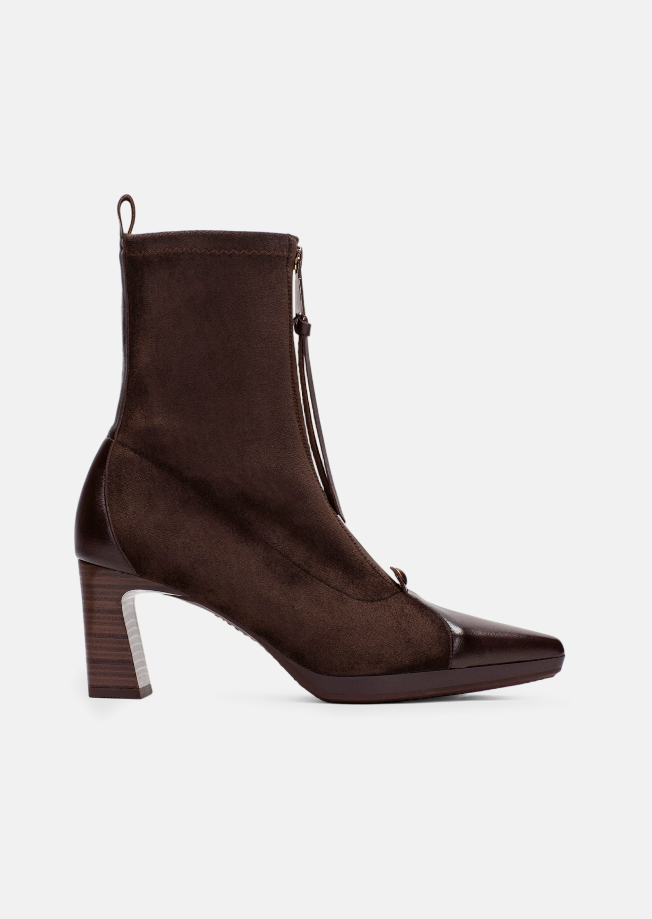 Spitze Stiefeletten in Wildlederoptik mit Glattleder
