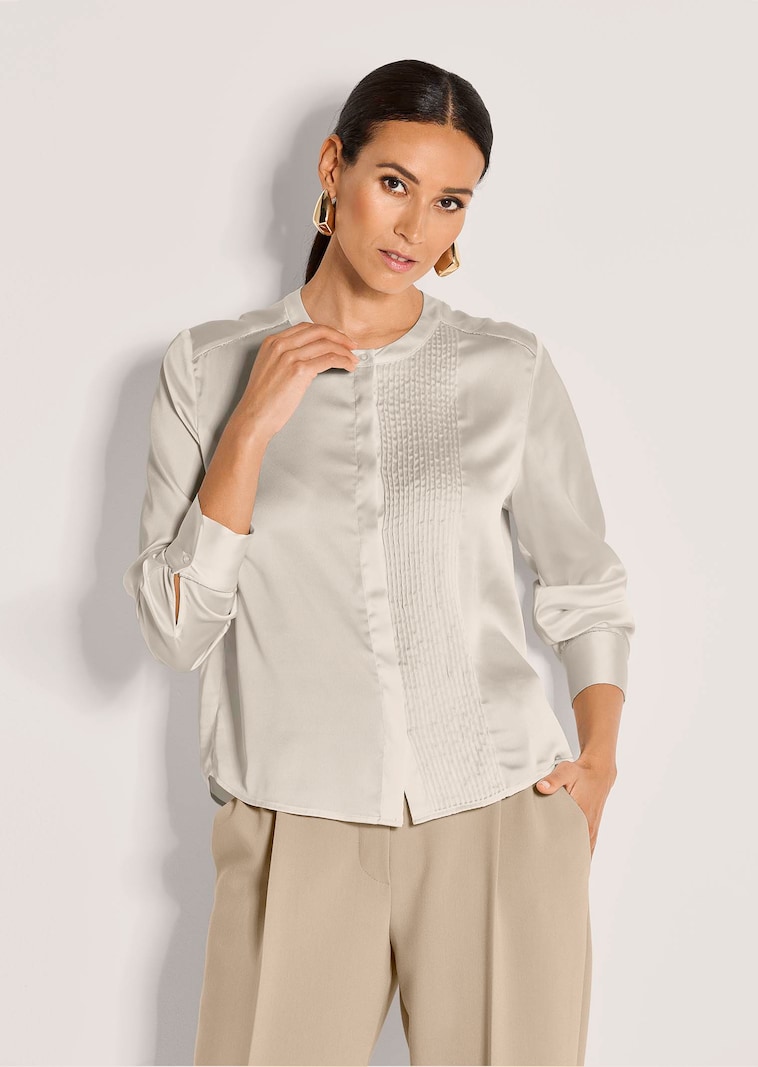 Rundhals-Bluse mit dekorativen Details