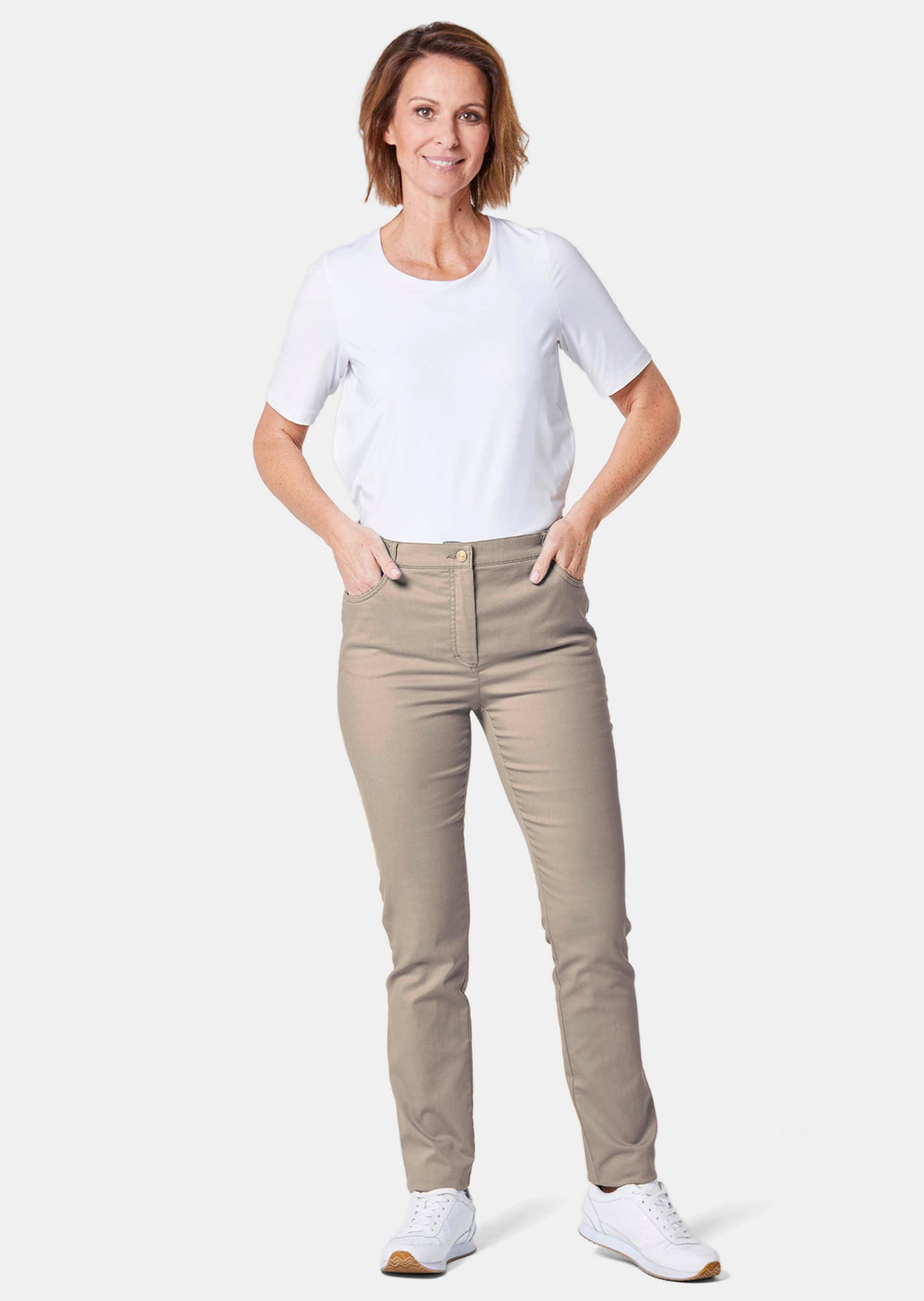 Confortable pantalon ANNA avec pli - beige - Gr. 215 de Goldner Fashion