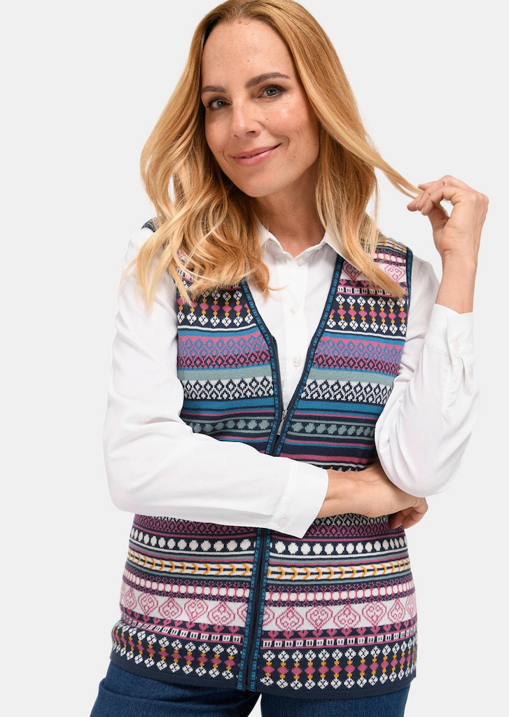 Jacquard tricot vest met kleurrijk streepdessin 2