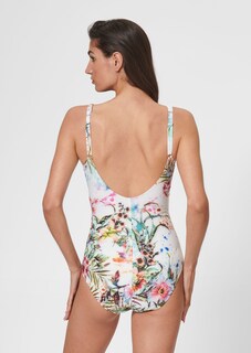 Swimming costume with drape effect and floral print thumbnail 3