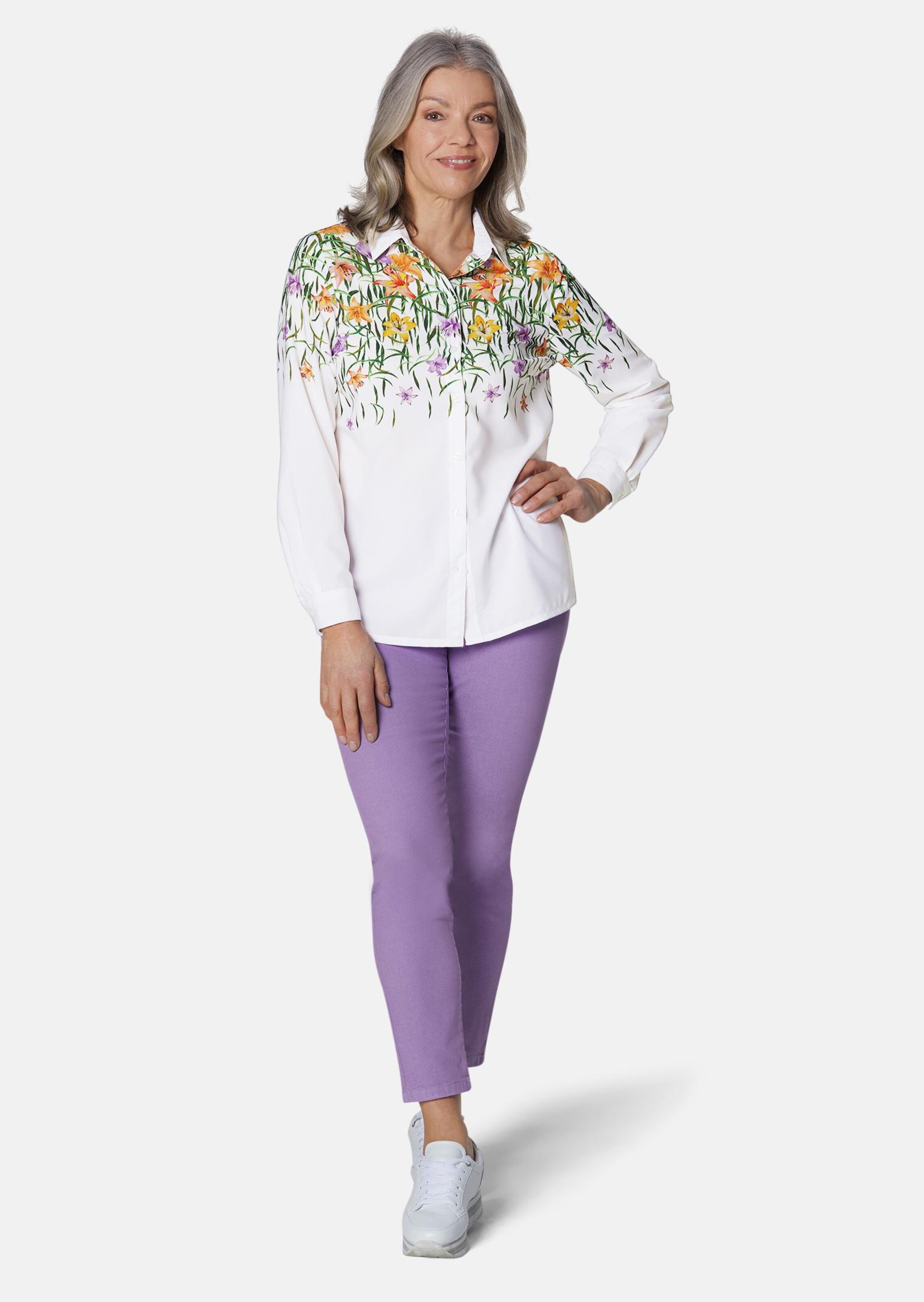 Chemisier imprimé à fleurs - bunt / à motifs - Gr. 52 de Goldner Fashion