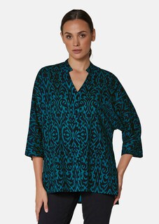 Bluse mit kontraststarkem Print und Fledermausärmeln thumbnail 1