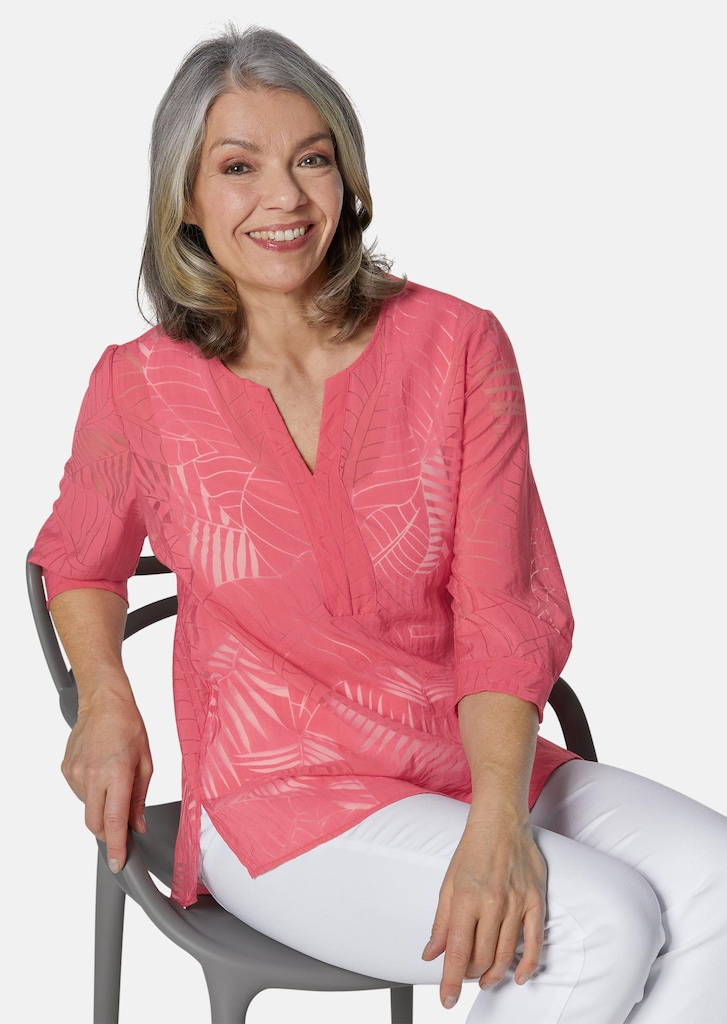 Casual gesneden etskantblouse