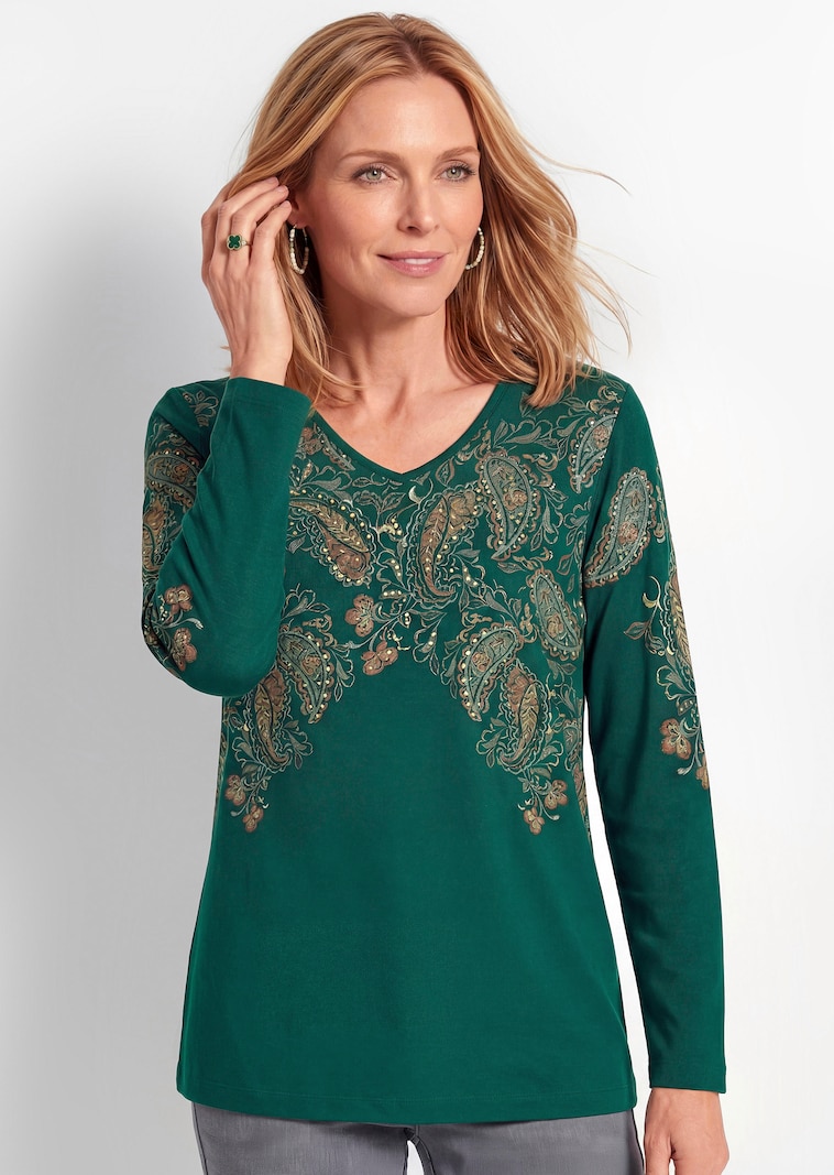 Langarmshirt mit platziertem Paisley-Druck