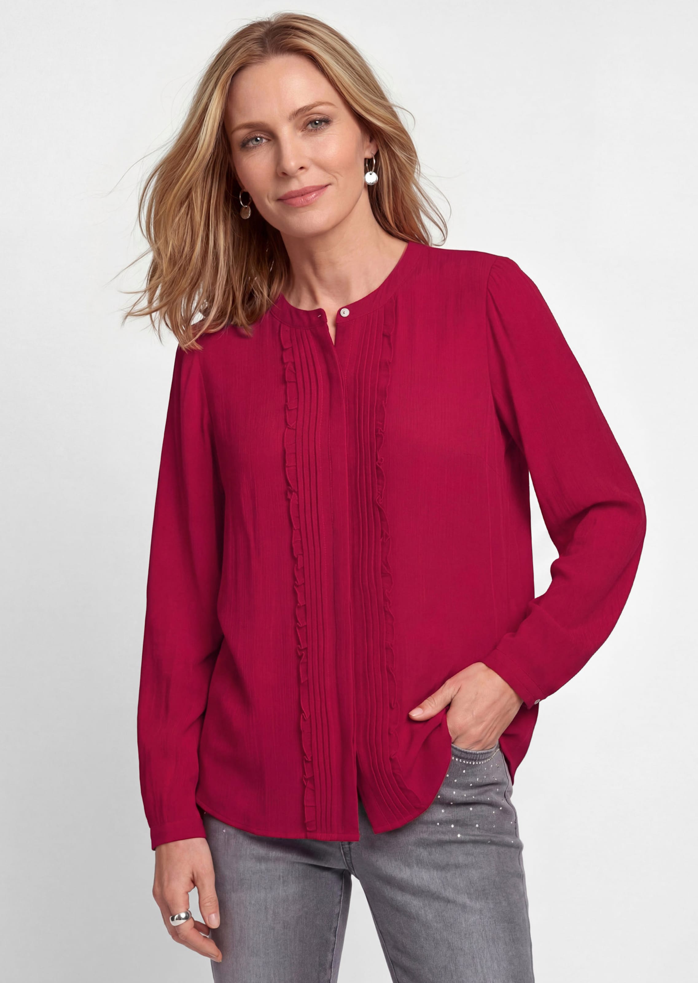 Blouse met ruches en biesjes