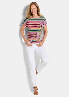 Blouseshirt met strepen en bloemen thumbnail 2