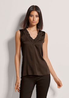 Lingerie-Top mit V-Ausschnitt und edler Spitze thumbnail 1