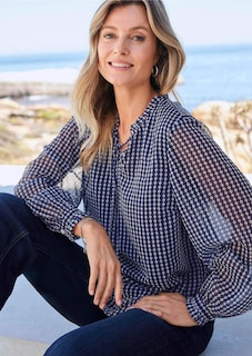 Chiffon blouse met elastische manchetten thumbnail 8