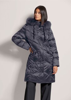 Lange Kapuzen-Jacke mit Webpelz thumbnail 1