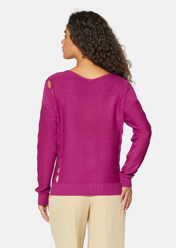 Knitted jumper with cut-outs and V-neckline 2