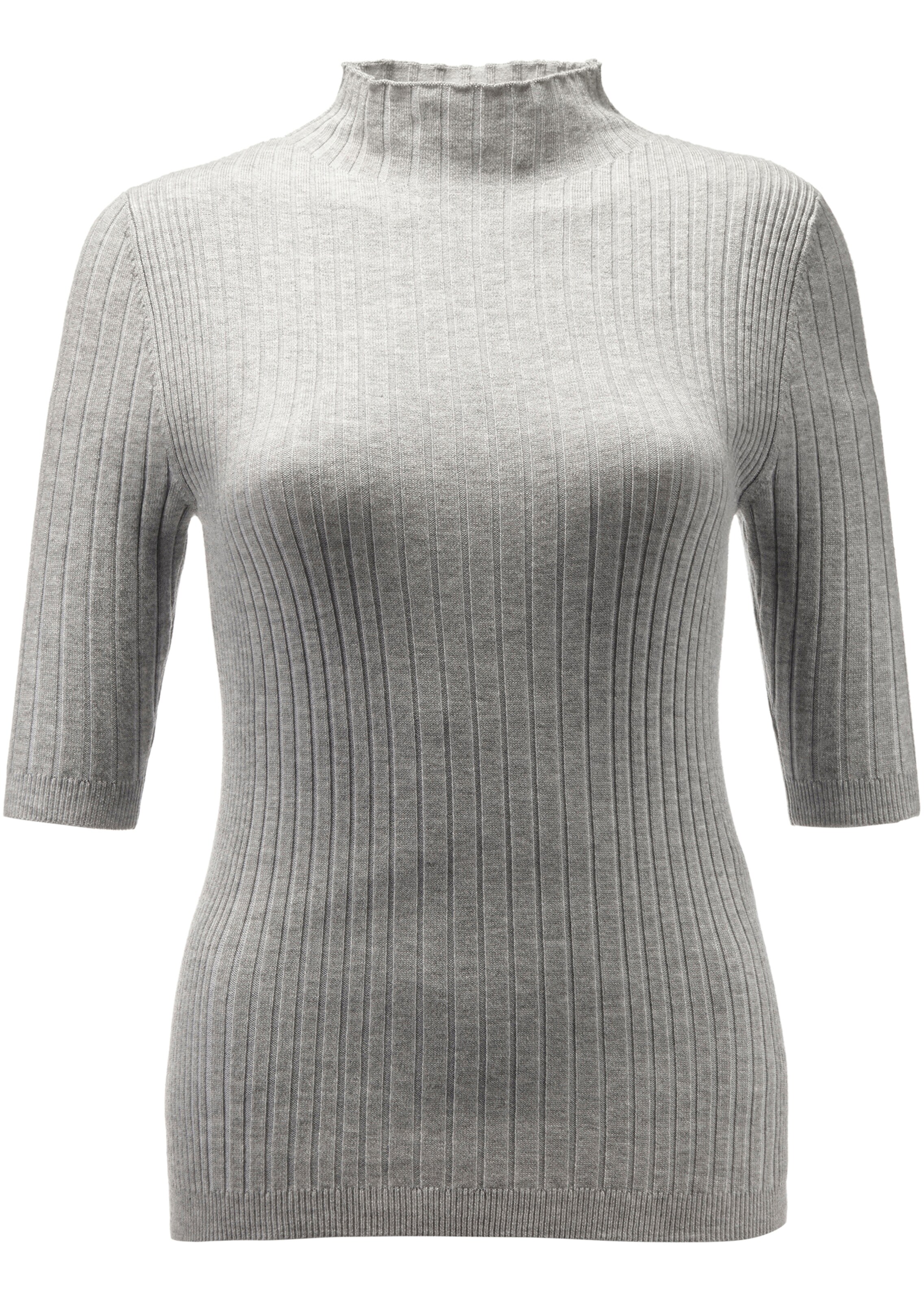 Strickpullover mit Stehkragen und Halbarm